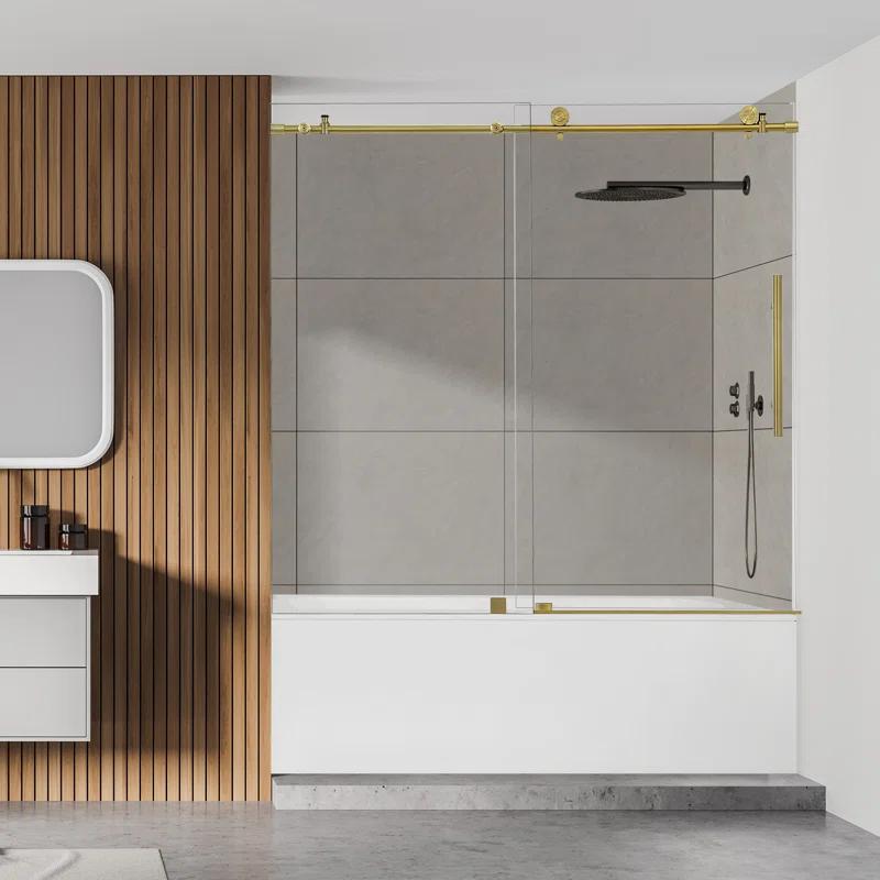 56" - 60" W x 58" H Single Sliding Frameless Tub Door
