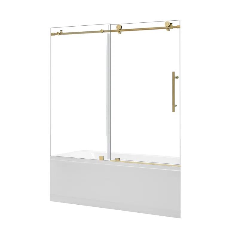 56" - 60" W x 58" H Single Sliding Frameless Tub Door