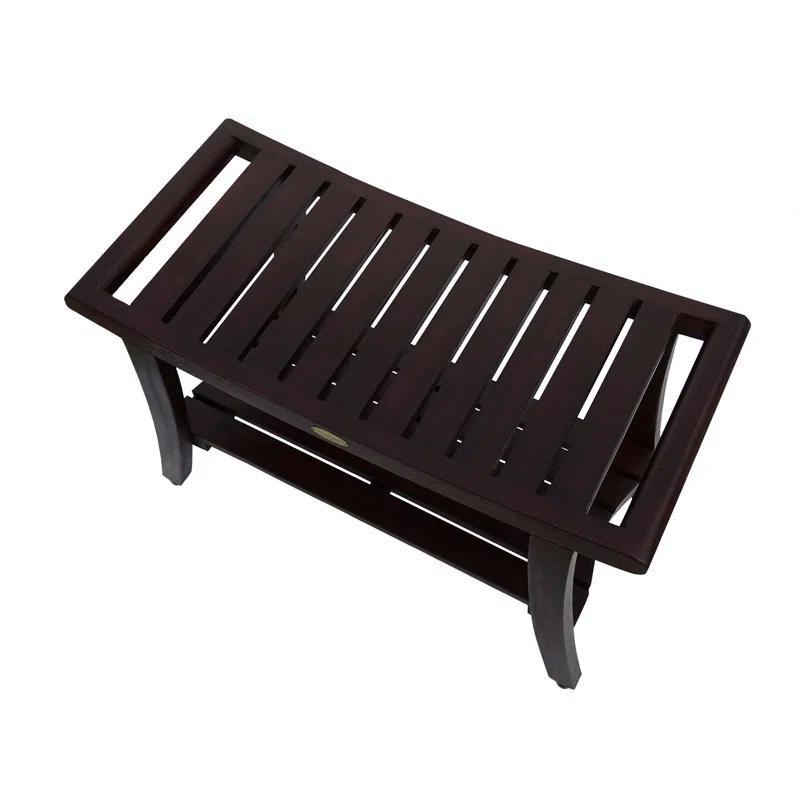 Elegant Zen Teak Shower Bench with Shelf and LiftAide Arms