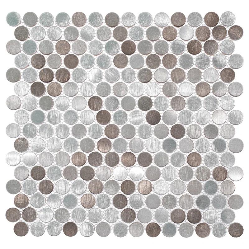 Orb 3/4" Metal Penny Round Mosaic Tile Shower Wall, Kitchen Backsplash and Wall Tile