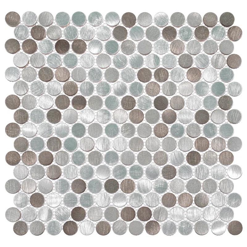 Orb 3/4" Metal Penny Round Mosaic Tile Shower Wall, Kitchen Backsplash and Wall Tile