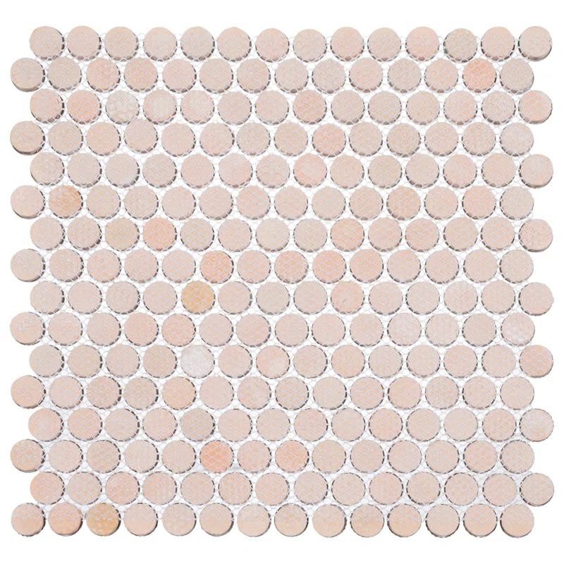 Orb 3/4" Metal Penny Round Mosaic Tile Shower Wall, Kitchen Backsplash and Wall Tile