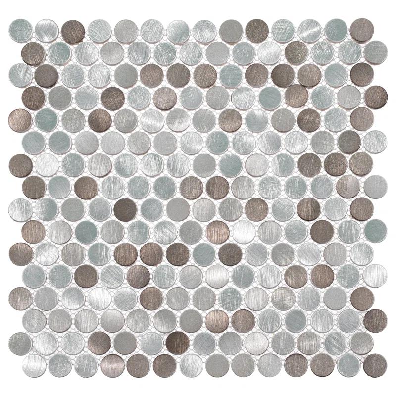 Orb 3/4" Metal Penny Round Mosaic Tile Shower Wall, Kitchen Backsplash and Wall Tile