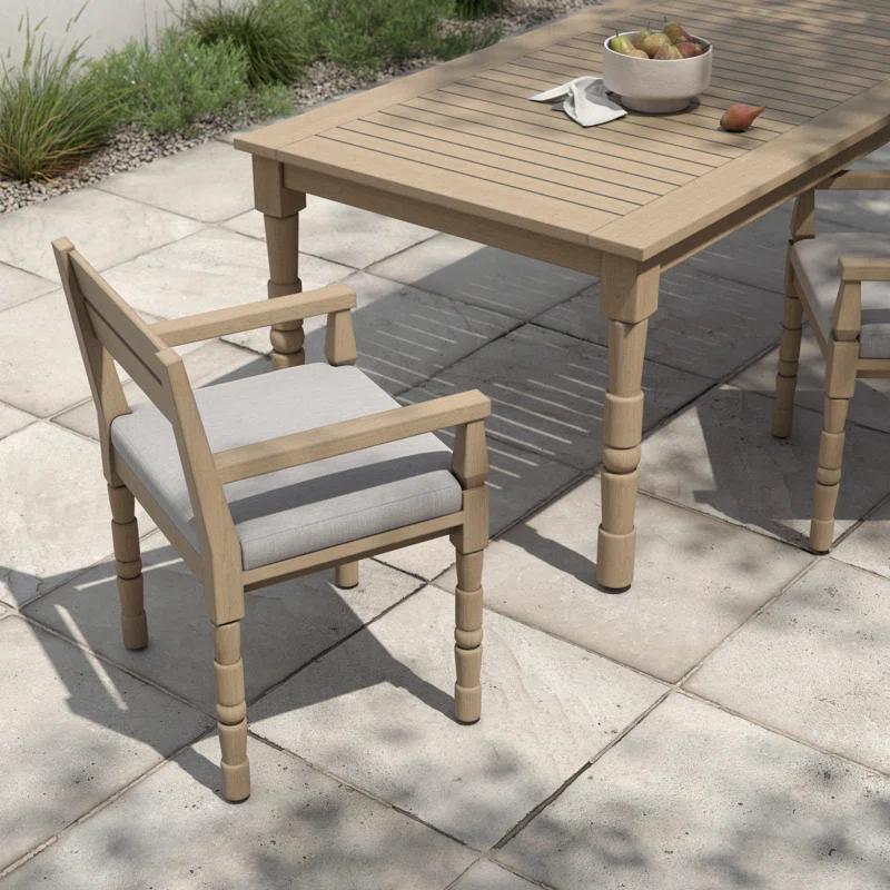 Stone Gray Teak Outdoor Dining Chair with Cushion