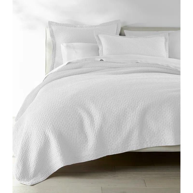 Juliet Basket Weave White Cotton Queen Coverlet