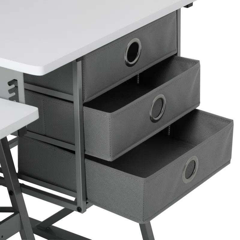 Eclipse Ultra 60.25'' Gray & White Sewing Table with Adjustable Platform