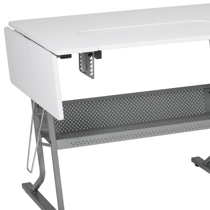 Eclipse Ultra 60.25'' Gray & White Sewing Table with Adjustable Platform