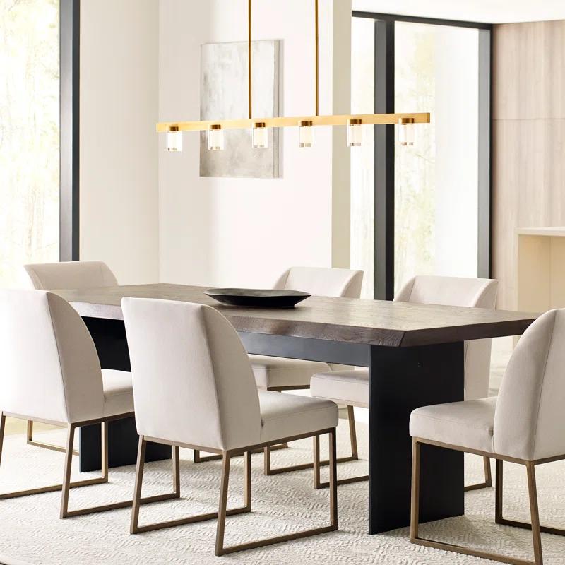Natural Brass Crystal LED 6-Light Island Pendant