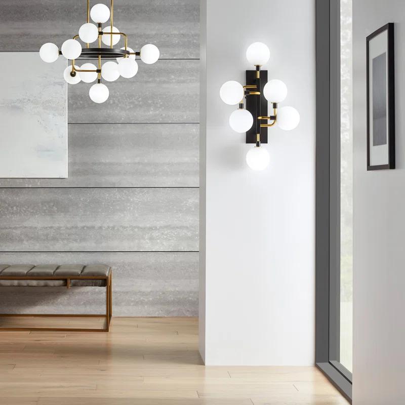 Viaggio Opal Glass & Brass 6-Light Dimmable Sconce by Sean Lavin