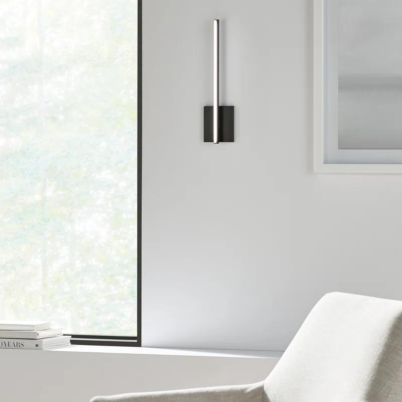 Slim Vertical Matte Black LED Wall Sconce with Acrylic Shade