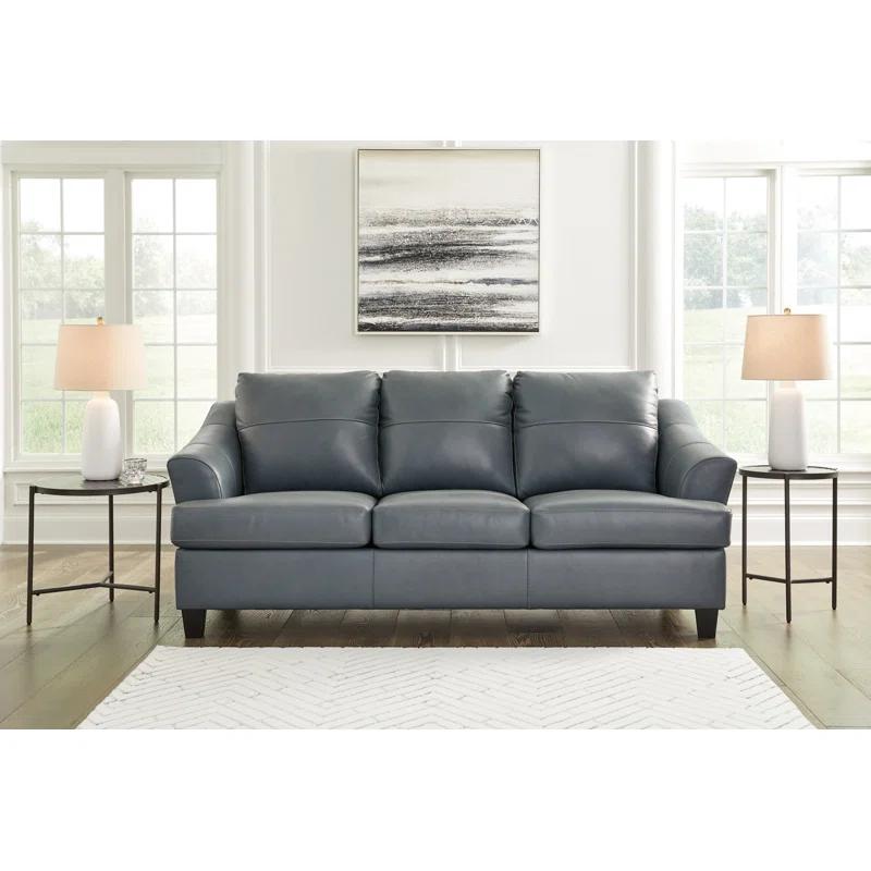 Genoa 88'' Gray Faux Leather Contemporary Sofa