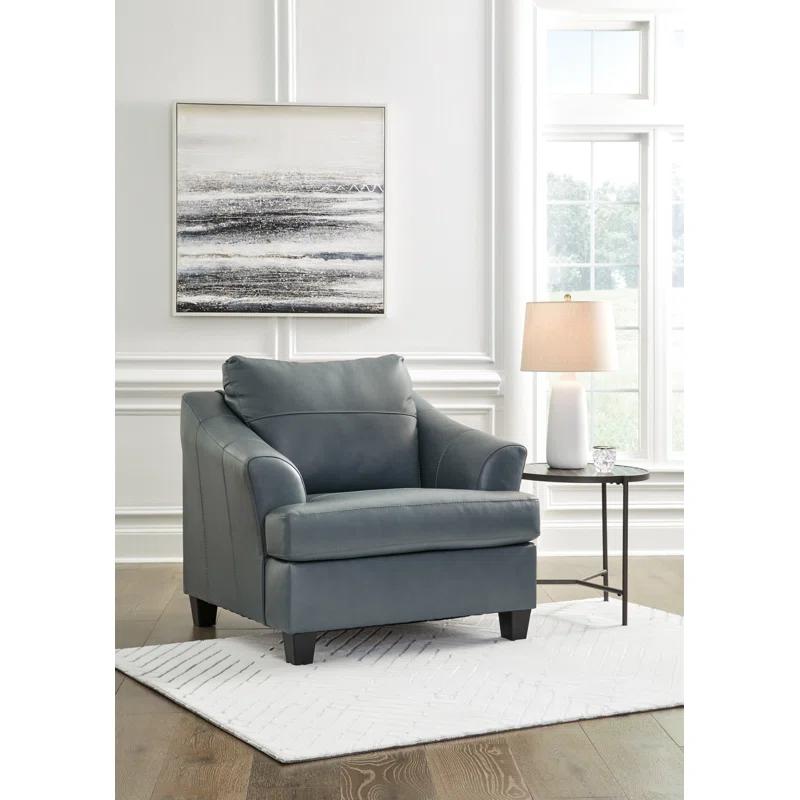 Genoa Contemporary Oversized Gray Leather & Steel Chair