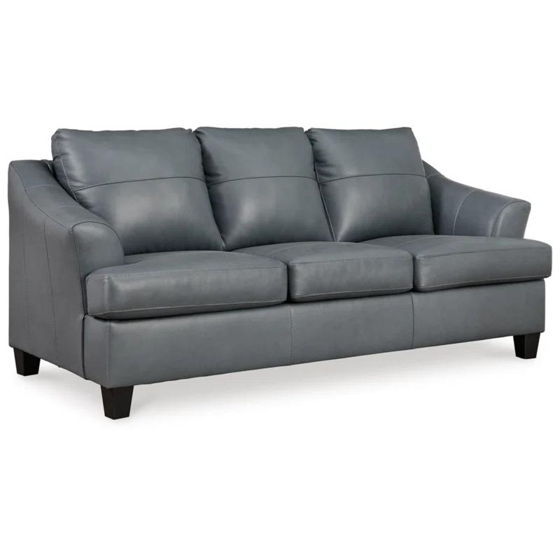 Genoa 88'' Gray Faux Leather Contemporary Sofa