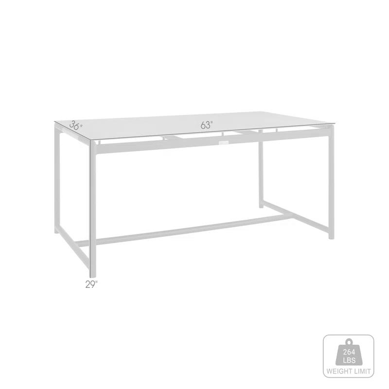 Campblin Outdoor Dining Table in Aluminum and Teak with Stone Top