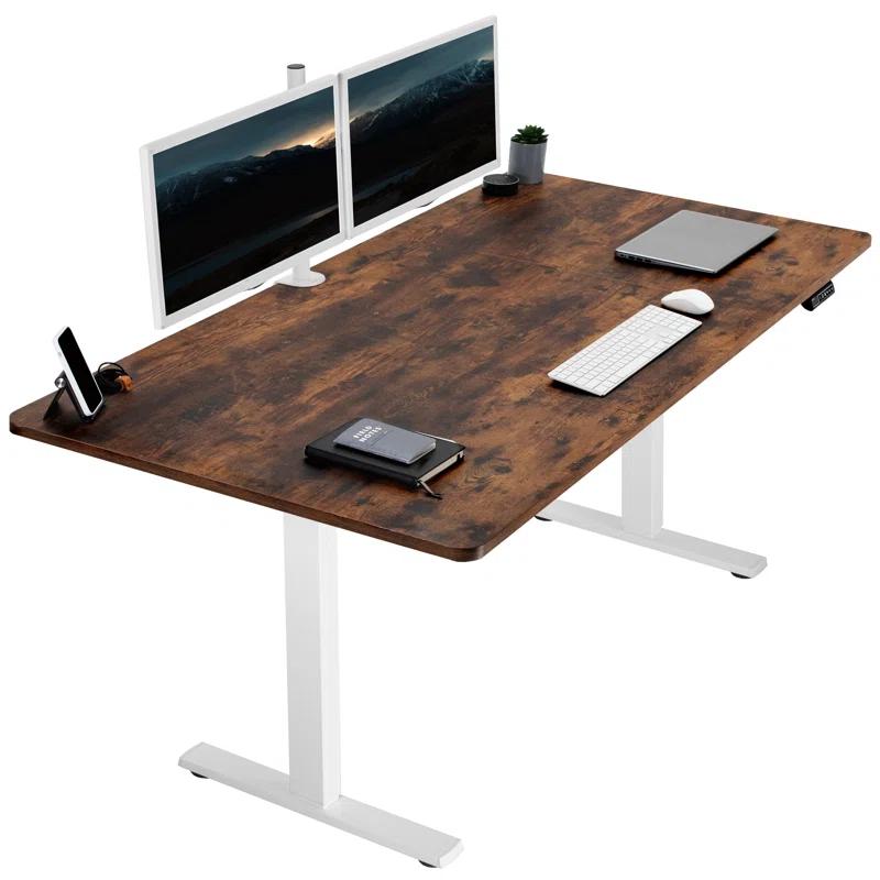 Elevate 43" Dark Walnut Electric Adjustable Desk with Black Frame