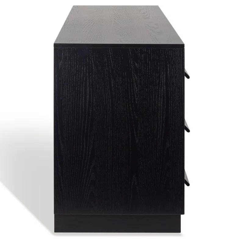 Deirdra Sleek Black Oak Veneer 6-Drawer Dresser with Seamless Handles