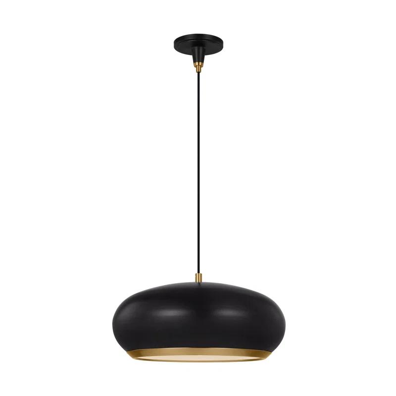 Clasica Aged Iron 18" Bowl Pendant Light with Black Shade