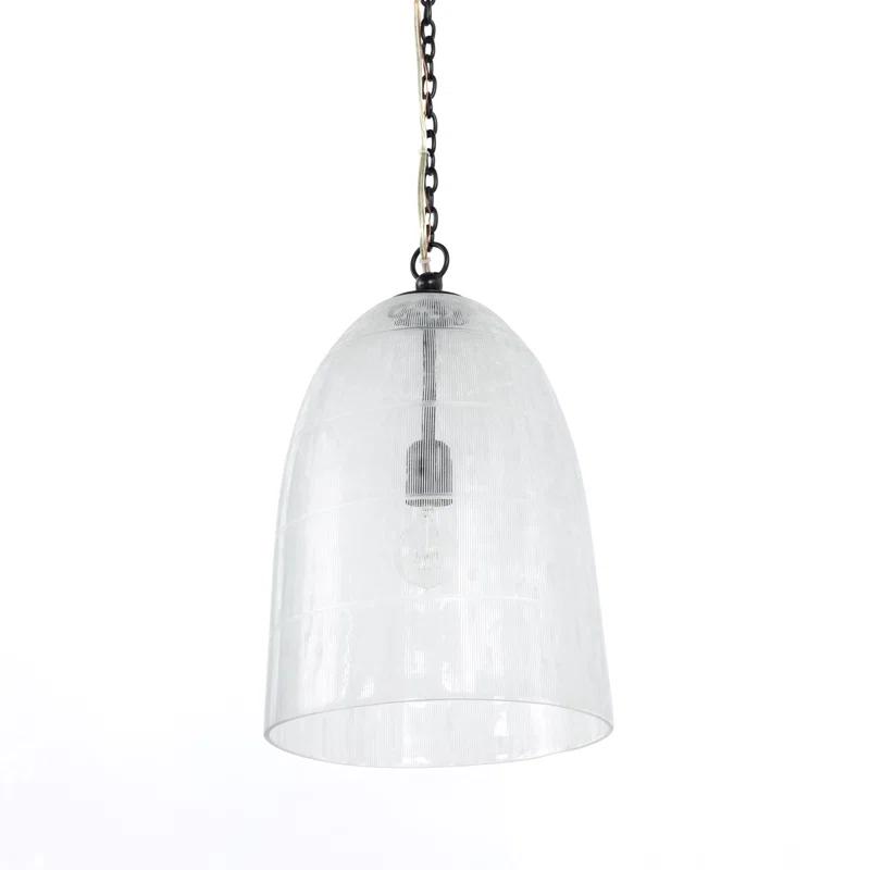 Ephram 12" Hand-Etched Glass Pendant Light in Antiqued Iron