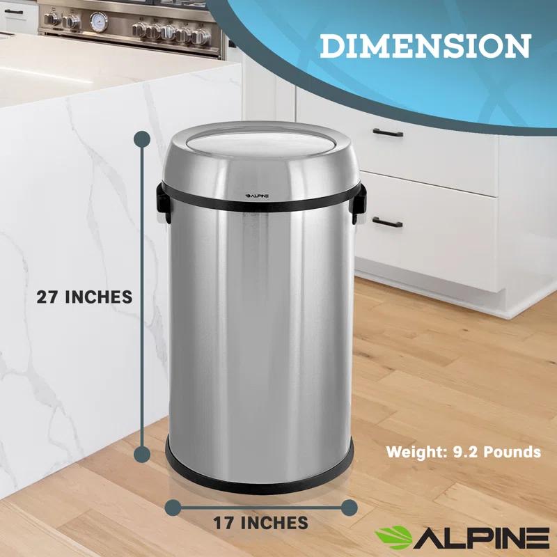 Stainless Steel 17-Gallon Commercial Trash Can with Swing Lid