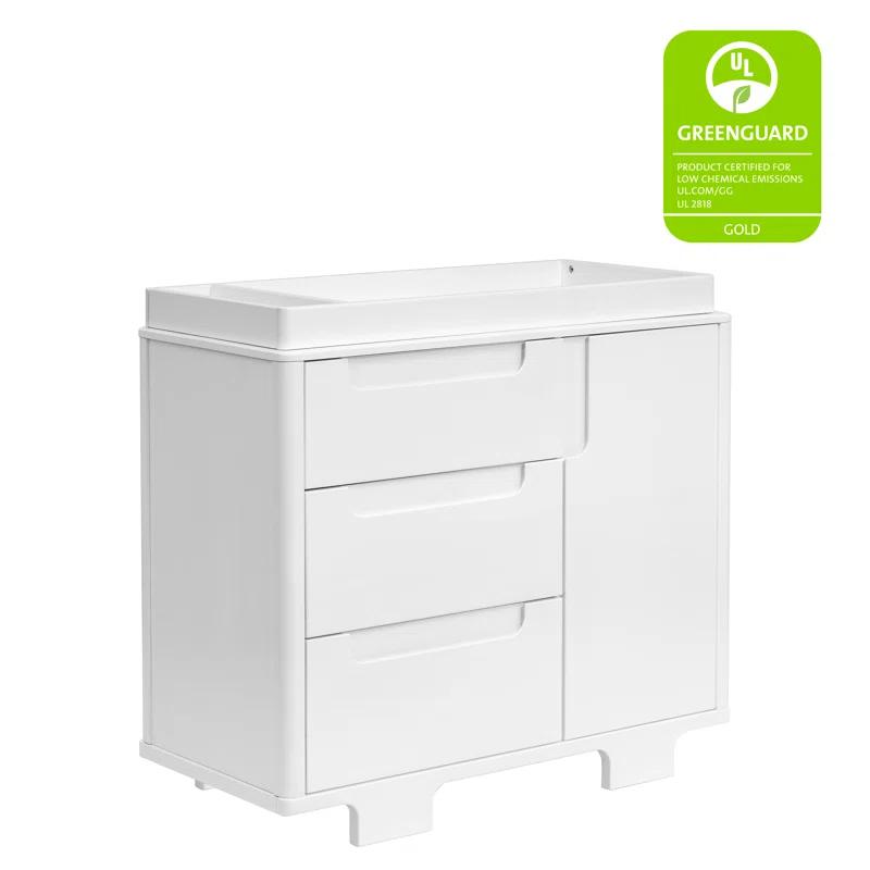 Yuzu Modern White 3-Drawer Dresser with Changing Tray