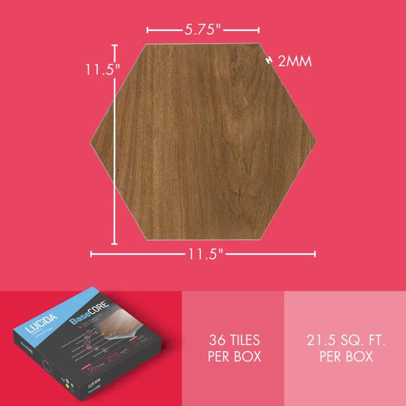 BaseCore HEX 12mil x 5.75" W Peel and Stick Vinyl Plank Flooring
