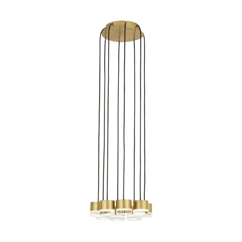 Gable Natural Brass 8-Light Integrated LED Crystal Pendant