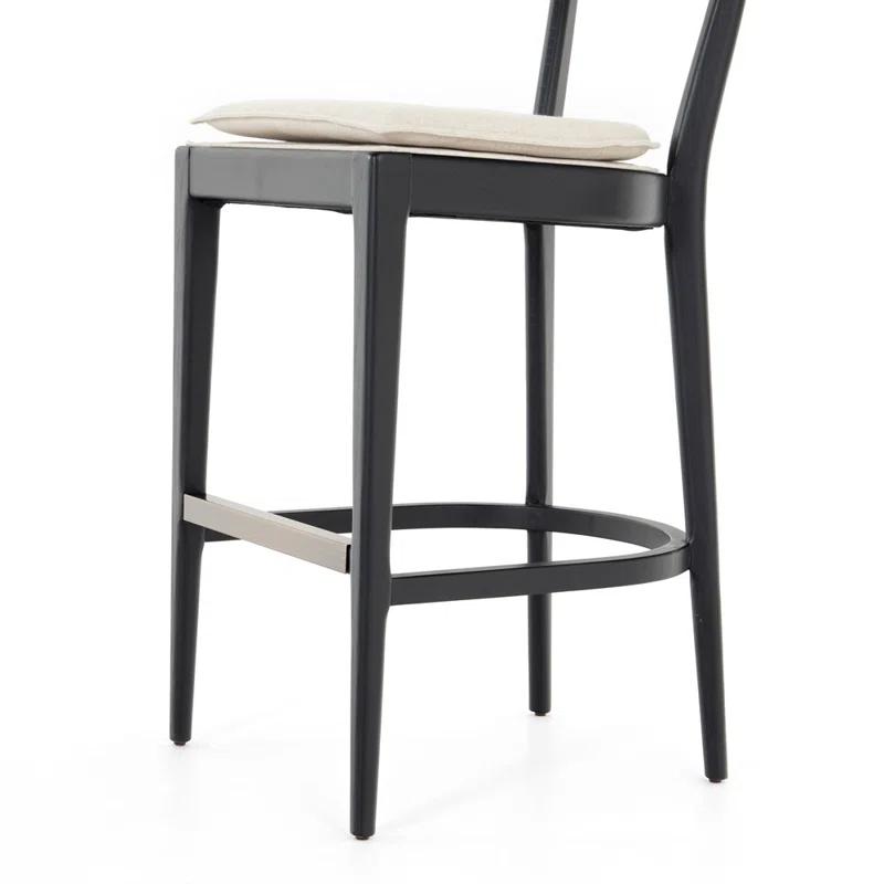 Brushed Ebony Metal Swivel Bar Stool with Leather Detail