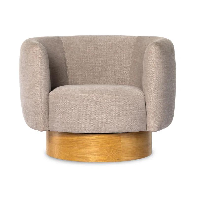 Atlantis Taupe Handcrafted Barrel Swivel Chair in Manufactured Wood