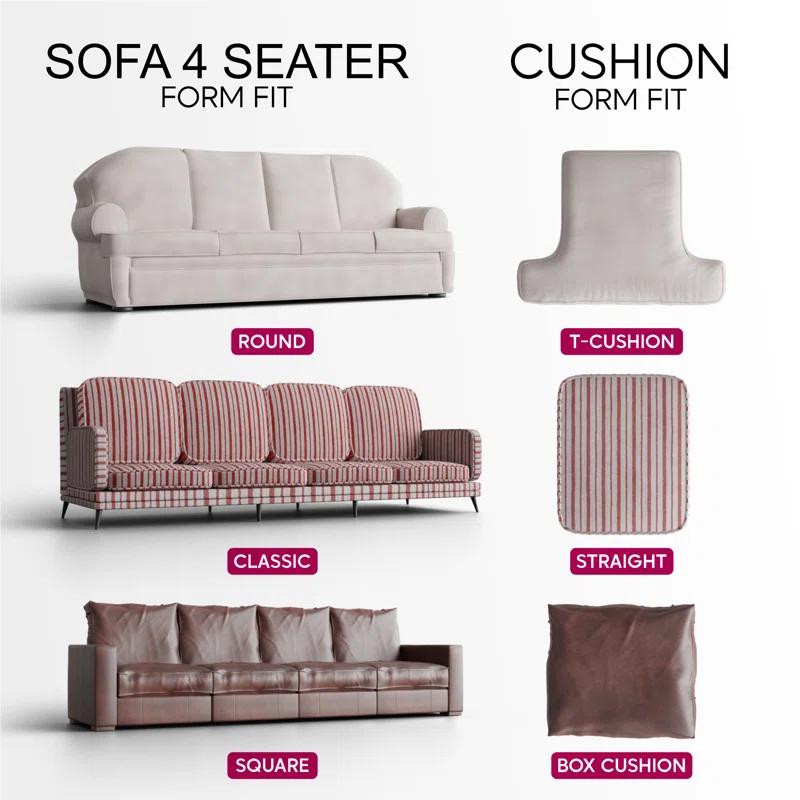 Modern Italian Stretch Sofa Slipcover in Dark Grey Polyester Blend