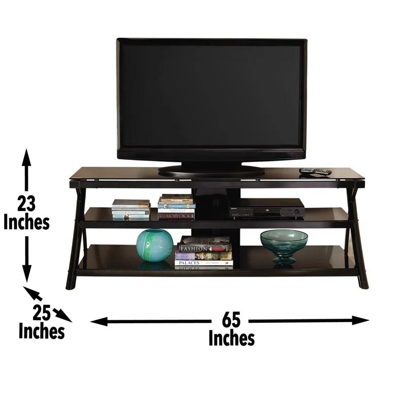 Lucio 65'' Black Metal and Glass Media Console