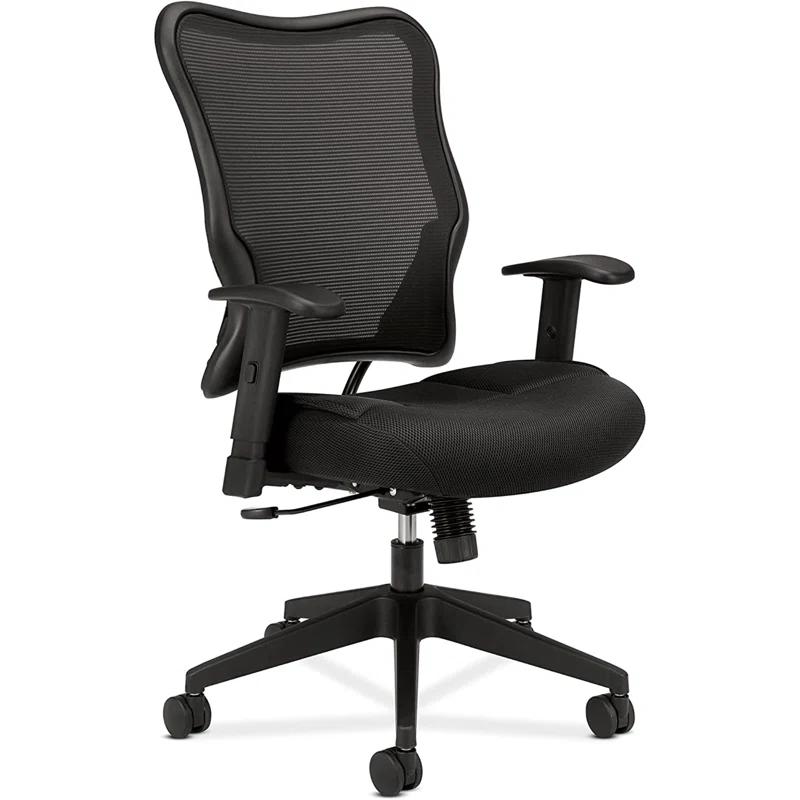 ErgoComfort High-Back Black Mesh Swivel Task Chair with Adjustable Arms