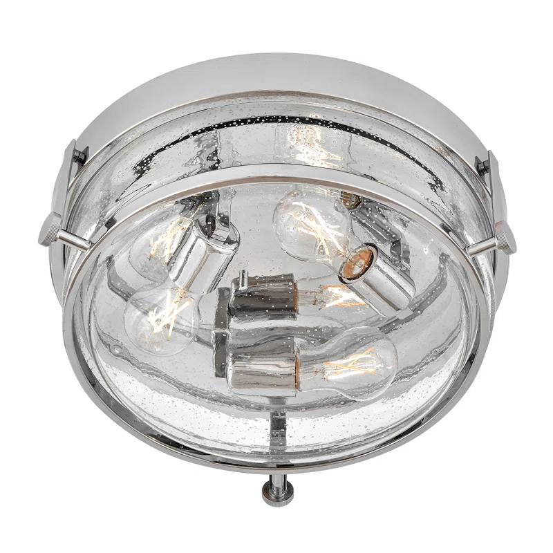 Harper Transitional 3-Light Chrome Flush Mount with Clear Seedy Glass