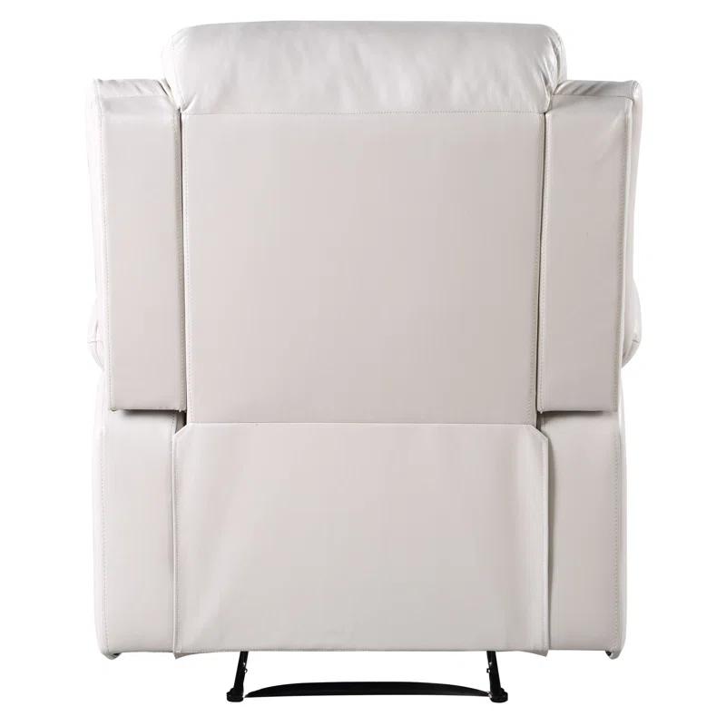 Cream Faux Leather Power Recliner with Pillow Top Arms