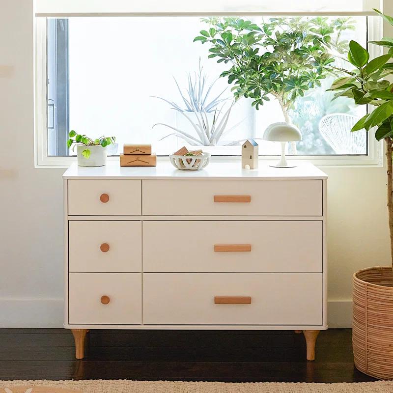 Lolly 6-Drawer Double Dresser in White and Natural