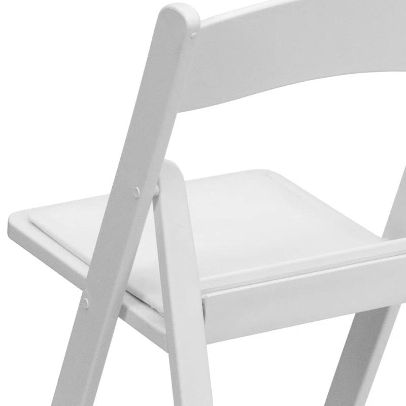 Hercules Series Elegant White Resin Folding Chair with Detachable Cushion