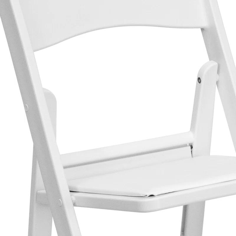 Hercules Series Elegant White Resin Folding Chair with Detachable Cushion