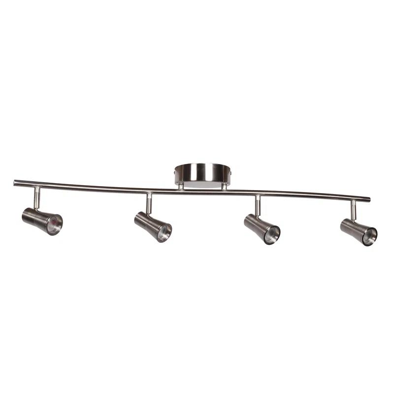 Sleek Brushed Steel 33'' LED 4-Light Adjustable Track Spotlight