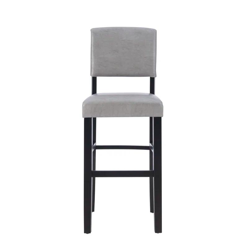 Elegant Dove Gray Faux Leather Upholstered Bar Stool with Black Wood Frame