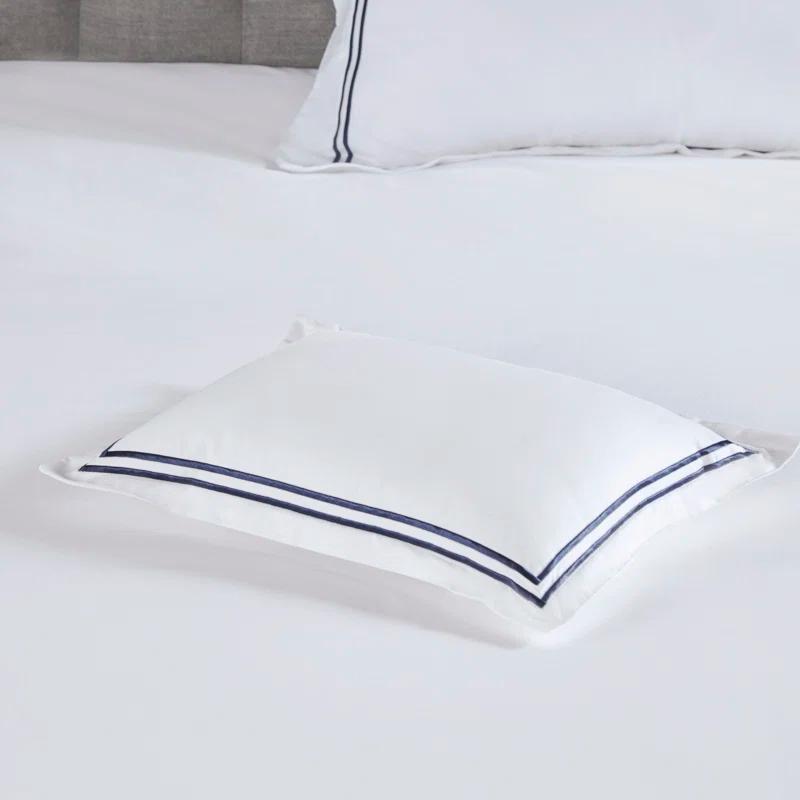 King White and Navy Cotton Sateen Comforter Set