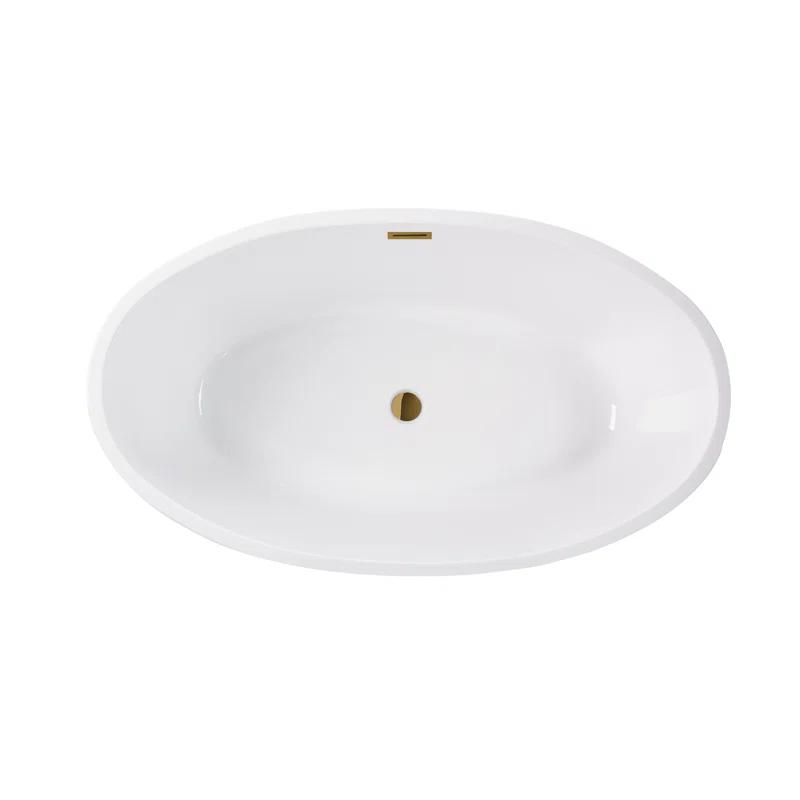 Vanity Art 59" X 32" White Acrylic Freestanding Bathtub