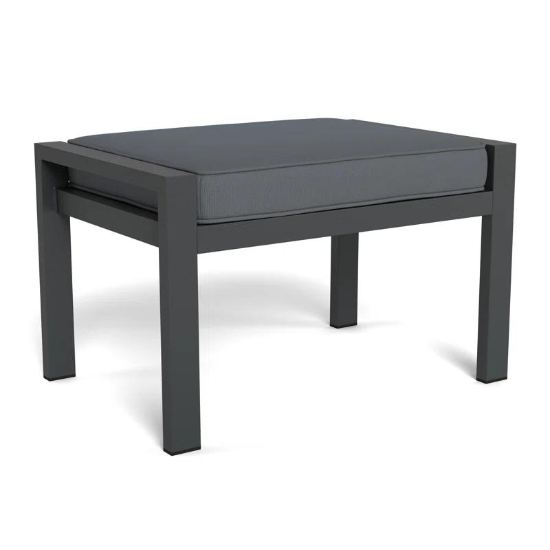 Lakeview Charcoal 17'' Modern Aluminum Outdoor Ottoman with Cushion