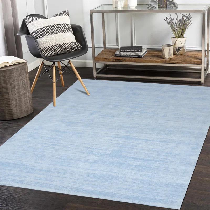 Milo Hand Loomed Blue Stripe 10' x 14' Viscose Area Rug