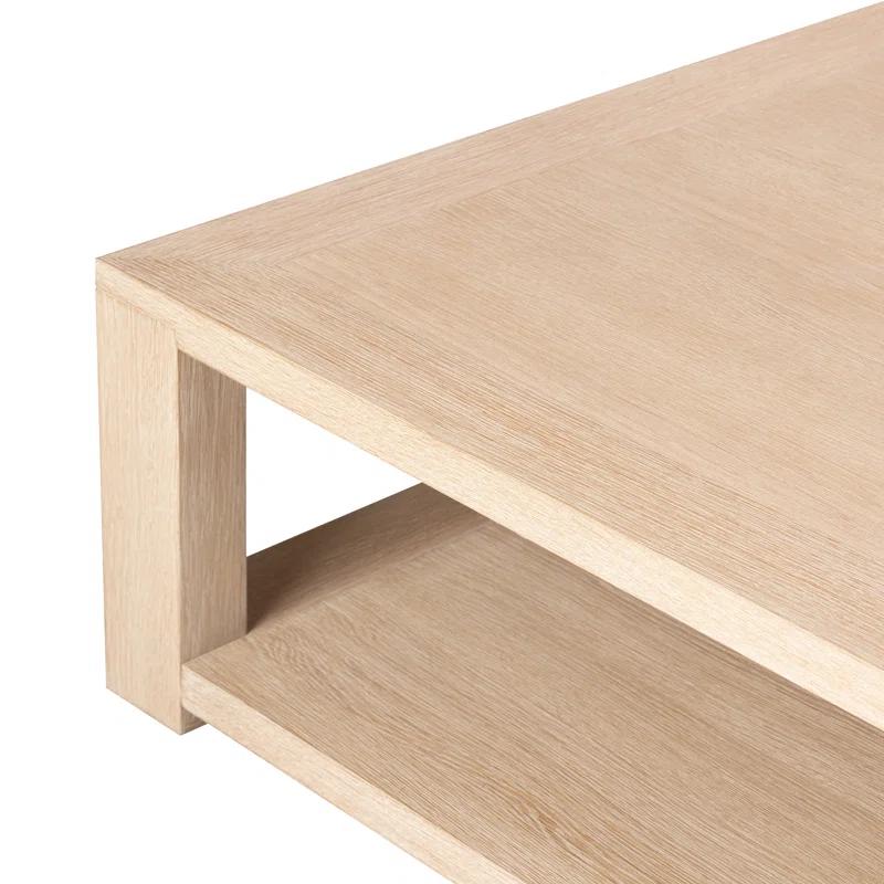 Natural Rectangular Wood Coffee Table with Storage