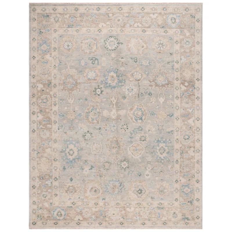 Gray and Beige Hand-Knotted Wool 6' x 9' Rug