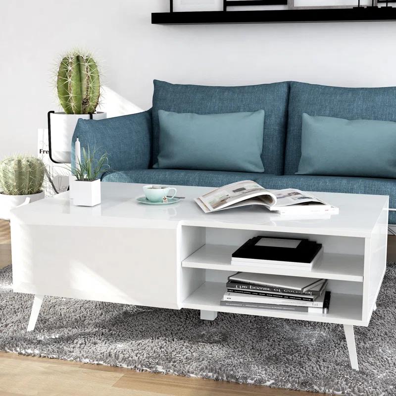 Home Living Room Modern Contemporary Altus 43" Coffee Table Gloss White