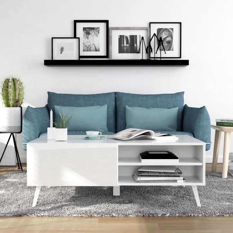 Home Living Room Modern Contemporary Altus 43" Coffee Table Gloss White