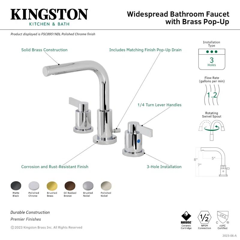 NuvoFusion 8" Polished Nickel Widespread Bathroom Faucet