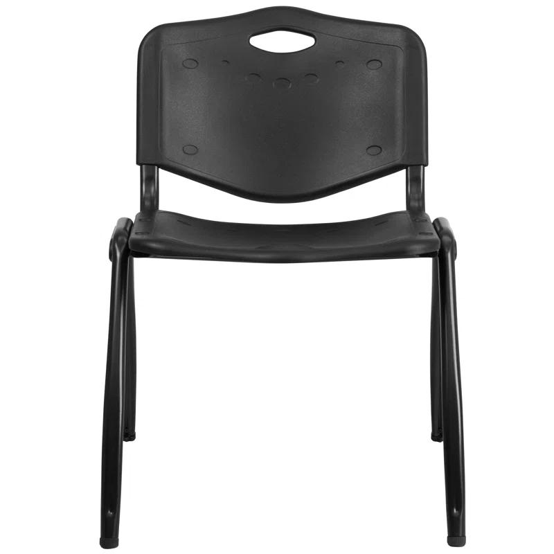 Black Metal Armless Stacking Chair with Carrying Handle