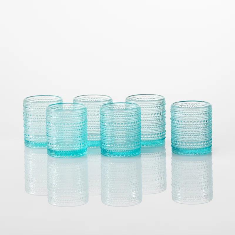 Jupiter Fern 10 oz Beaded Glass Old-Fashioned Glass Set of 6