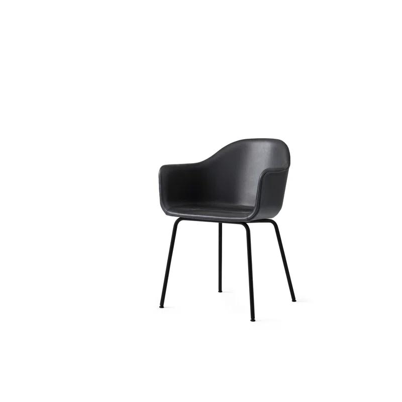 Dakar Black Genuine Leather & Metal High Back Arm Chair